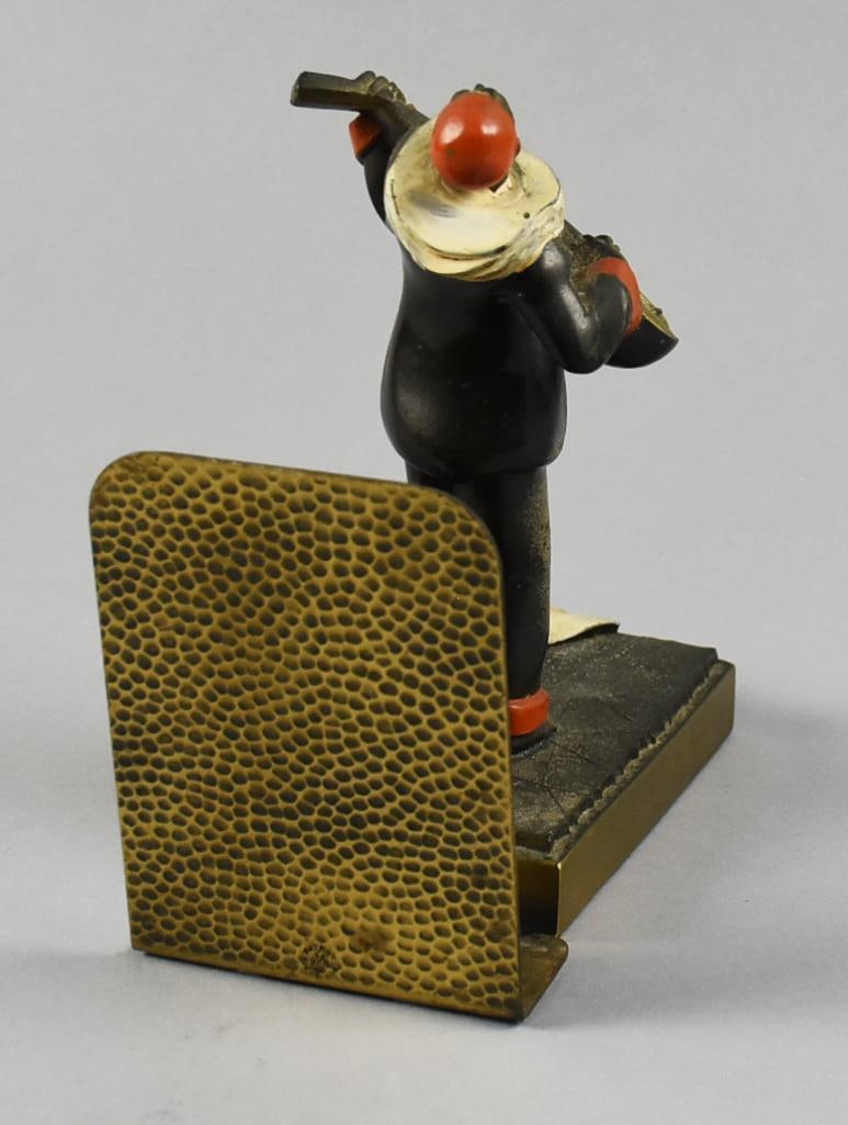 c1925 Austrian Cold Painted Bronze Minstrel Bookend - 4