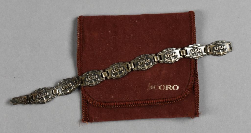 Vintage Coro Sterling Craft US Navy Bracelet (1 of 7)
