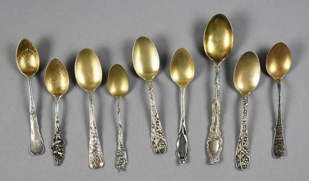 Antique Sterling Gold Wash Spoon Assortment (1 of 8)