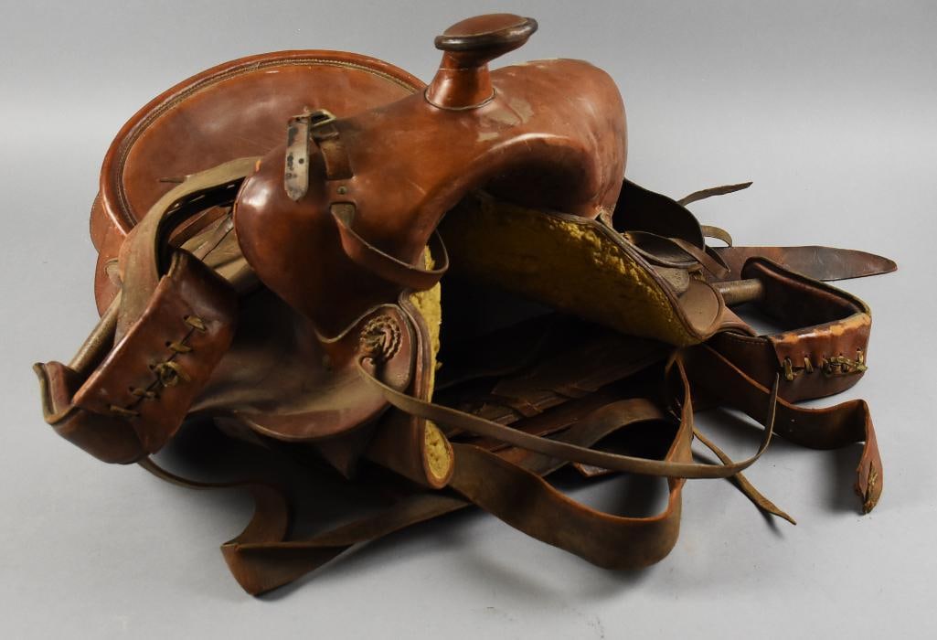Vintage Brown Leather Saddle (1 of 7)