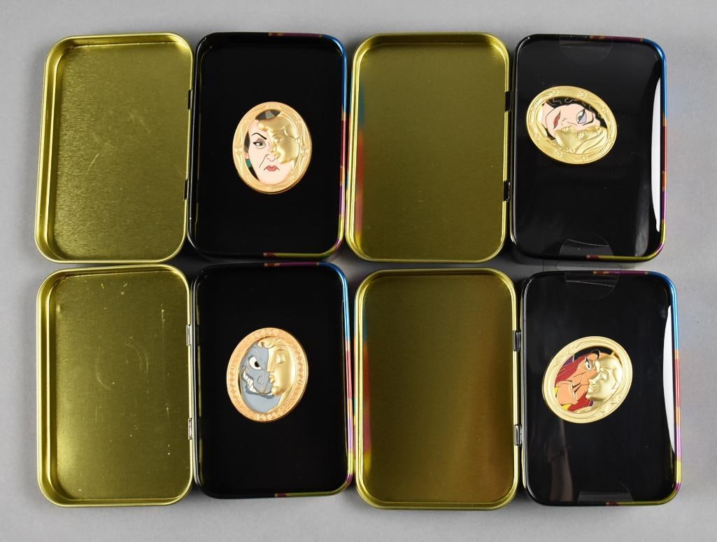 Ltd Ed Disney Duets Trade - Lapel Pins, Original Tin Boxes: These are cool Disney Duets trade/lapel pins. They are a limited edition of 3000, Pin of the Month and include Aladdin & Jafar, Rapunzel & Mother Gothel, Cinderella & Lady Tremaine and Hercules & Hade