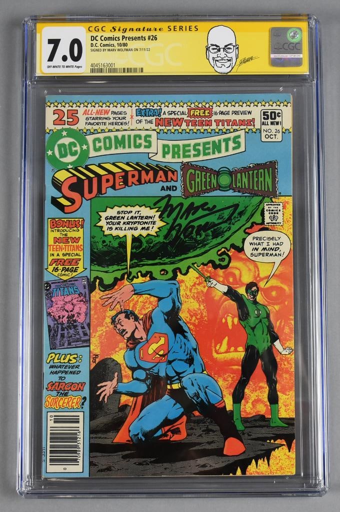 Marv Wolfman Signed DC Comics Superman Green Lantern CGC 7.0 (1 of 3)