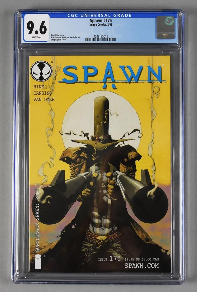 Image Comics Spawn, Gunslinger Spawn 2/08, CGC 9.6: Lot is a February, 2008 Spawn, 2nd full appearance of Gunslinger Spawn. CGC graded 9.6.