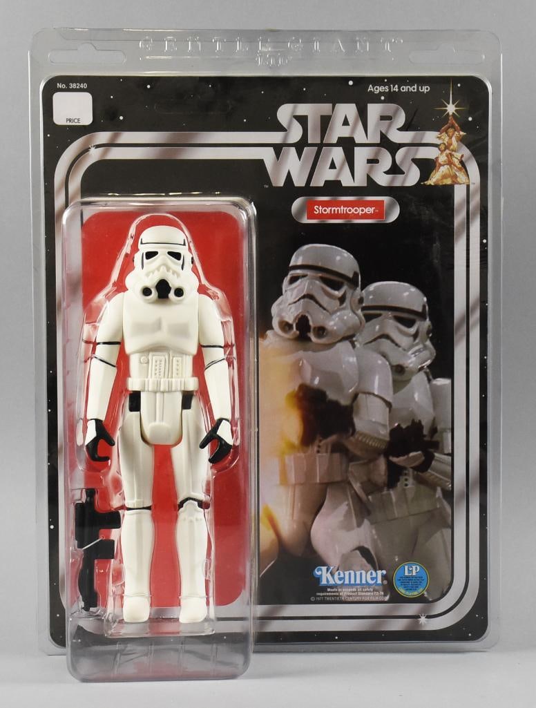 2012 Hasbro Gentle Giant Star Wars Stormtrooper Figure NOS: Lot is a 2012 Gentle Giant Ltd. Star Wars Stormtrooper action figure. In original packaging, measures 15" x 20".