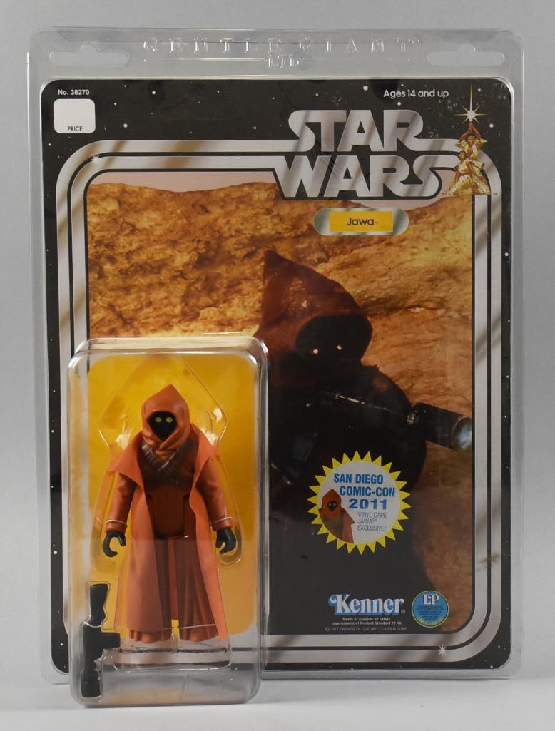 2011 Hasbro Star Wars San Diego Comic-Con Jawa Figure NOS: This is a cool figure from the 2011 San Diego Comic-Con. Hasbro Jawa Palace is from Gentle Giant Ltd. It is in the original packaging which measures 15" x 20".
