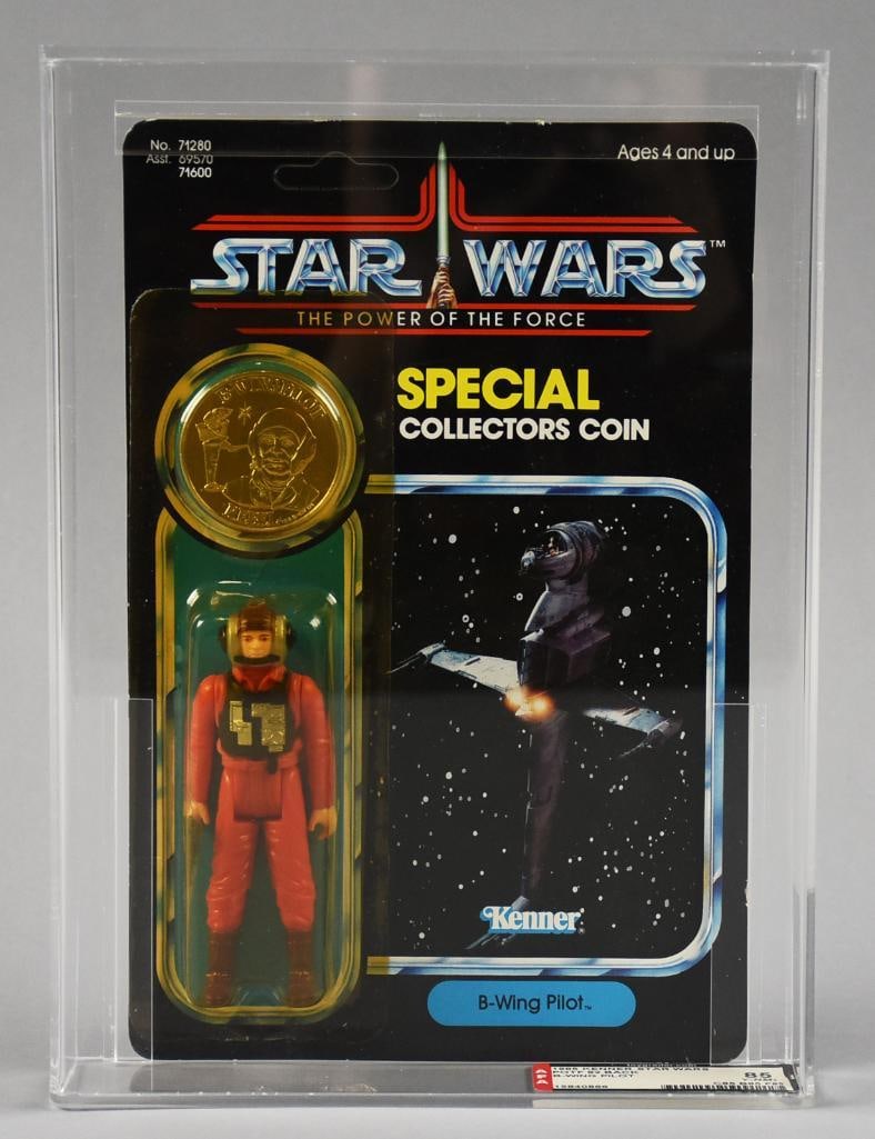 1985 Kenner Star Wars B-Wing Pilot 92 Back - AFA 85 Y-NM+: Lot is for a graded Star Wars action figure B-Wing Pilot on original card from 1985,