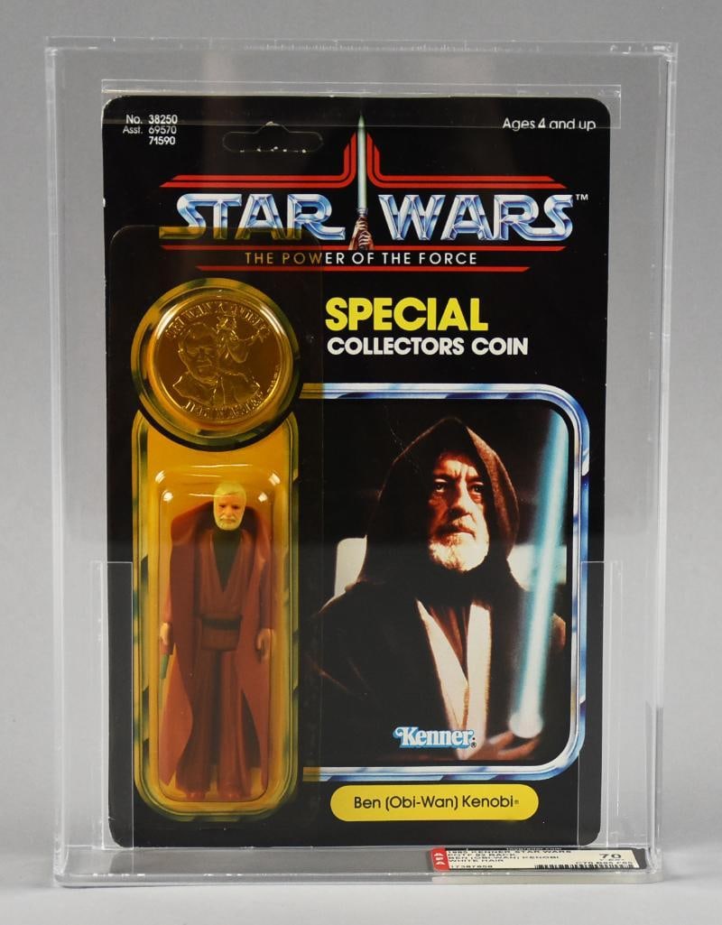 1984 Kenner Star Wars Ben (Obi-Wan) Kenobi 92 Back AFA 70 Y-EX: Lot is a graded 1984/1985 Star Wars Ben (Obi-Wan) Kenobi action figure from Kenner. It is a 92 card band and has been graded by Action Figure Authority - AFA.