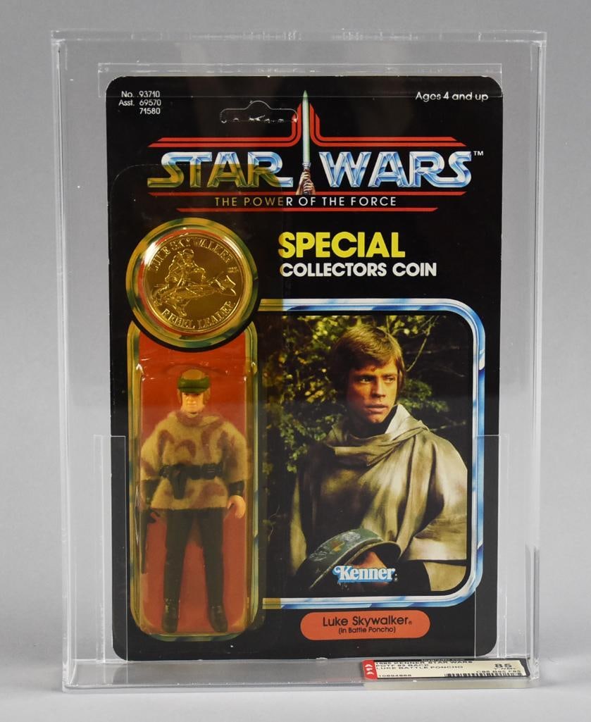 1985 Kenner Star Wars Luke Skywalker 92 Back - AFA 85 Y-NM+: Lot is for a 1985 Star Wars Luke Skywalker action figure from Kenner. It has been graded by Action Figure Authority - AFA.