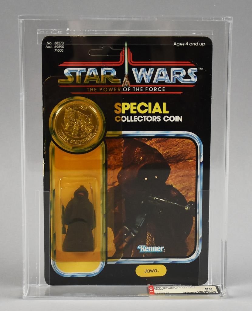 1985 Kenner Star Wars Jawa 92 Back - AFA 80 Y-NM: Lot is for a 1985 Kenner action figure of Star Wars Jawa on a 92 back card. It has been graded by Action Figure Authority - AFA.