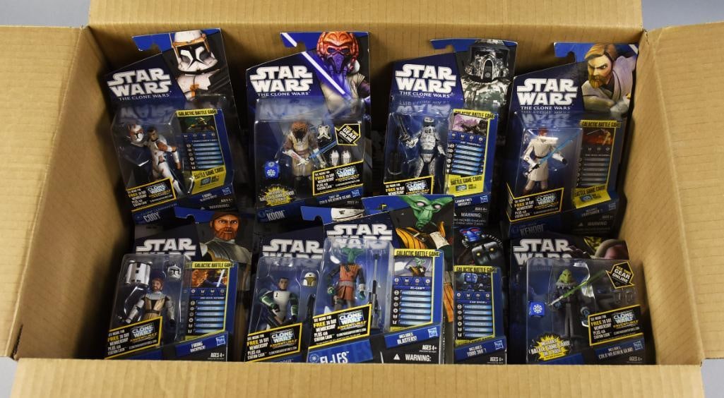 (21) Star Wars Clone Wars Action Figs MIP: Lot is for 21 Star Wars action figures from The Clone Wars, all from Hasbro. Unsorted, counted only.