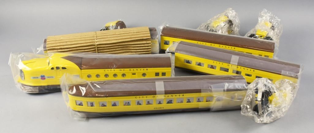 Pride Lines Ltd. Union Pacific City of Denver Train NEW: This lot is a Pride Lines Ltd. City of Denver Union Pacific train set that is complete with engine, Big Piney and Colores passenger cars and more. All in original plastic wrap and come in the