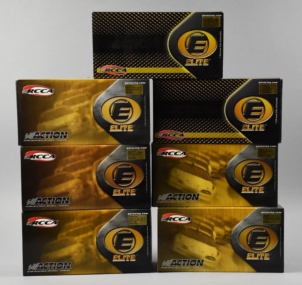 Action Collectibles RCCA E Elite 1:24 Scale Diecast MIB NOS: Lot is for seven Action Collectibles E Elite diecast in 1:24 scale. Race cars are for Ricky Rudd, Dale Jarrett, Jeff Gordon, Terry Labonte, Jimmie Johnson, Tony Stewart and Sterling Marlin.