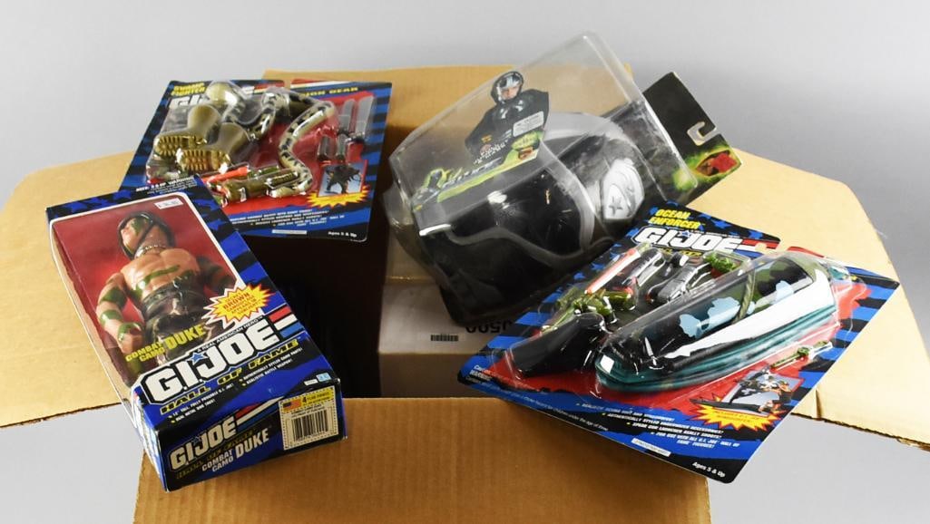 (11) 1990s-00s Hasbro GI Joe w/ Mission Gear & Mask MIP-NOS: Lot is for 11 Hasbro GI Joe w/ Mission Gear and includes a child's Duke mask. Single owner collection from the largest toy collector on the West Coast.