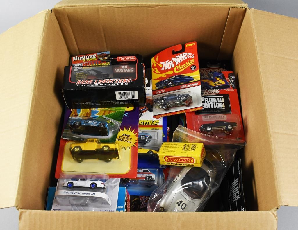 (32) 1990s-00s Die Cast Cars Assortment, Unchecked MIP NOS: Lot si 32 unchecked die cast cars from the 1990s and 2000s. Multiple brands included. Single owner collection from the largest toy collector on the West Coast.