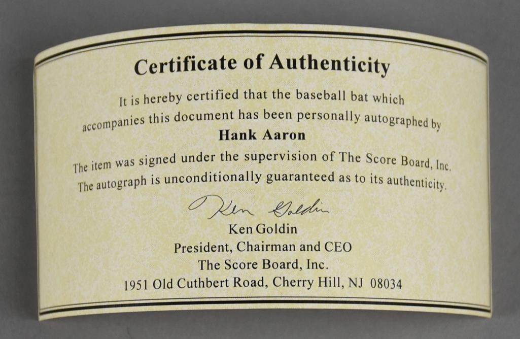 Hank Aaron Signed Personal Model Baseball Bat w/ COA - 5