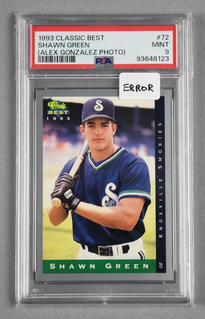 1993 Classics Best Error Shawn Green (Alex Gonzalez) Mint 9: 1993 Classics Best error card. Photo of Alex Gonzalez on a Shawn Green card. Knoxville Smokies.?