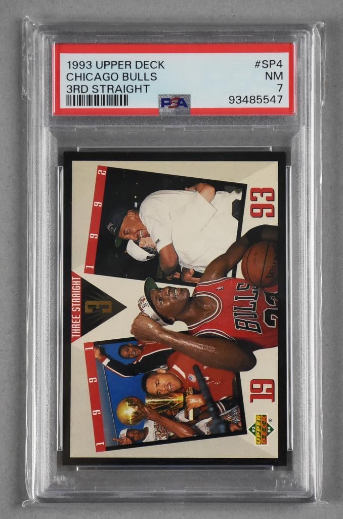 1993 Upper Deck Chicago Bulls Three Straight PSA NM 7: Third Straight Chicago Bulls?