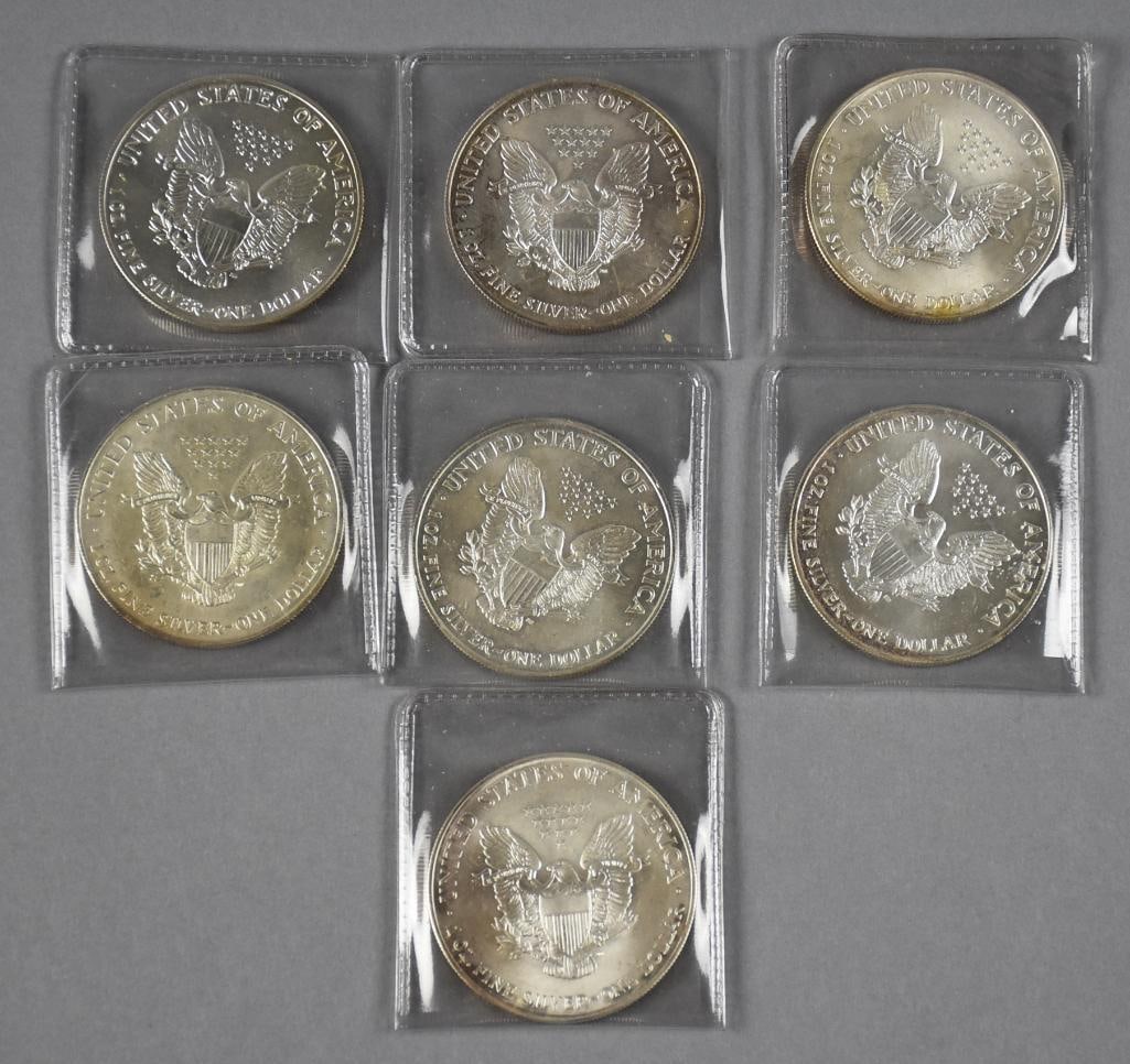 (7) 1990s-2000s Silver Eagles - Uncirculated - 2