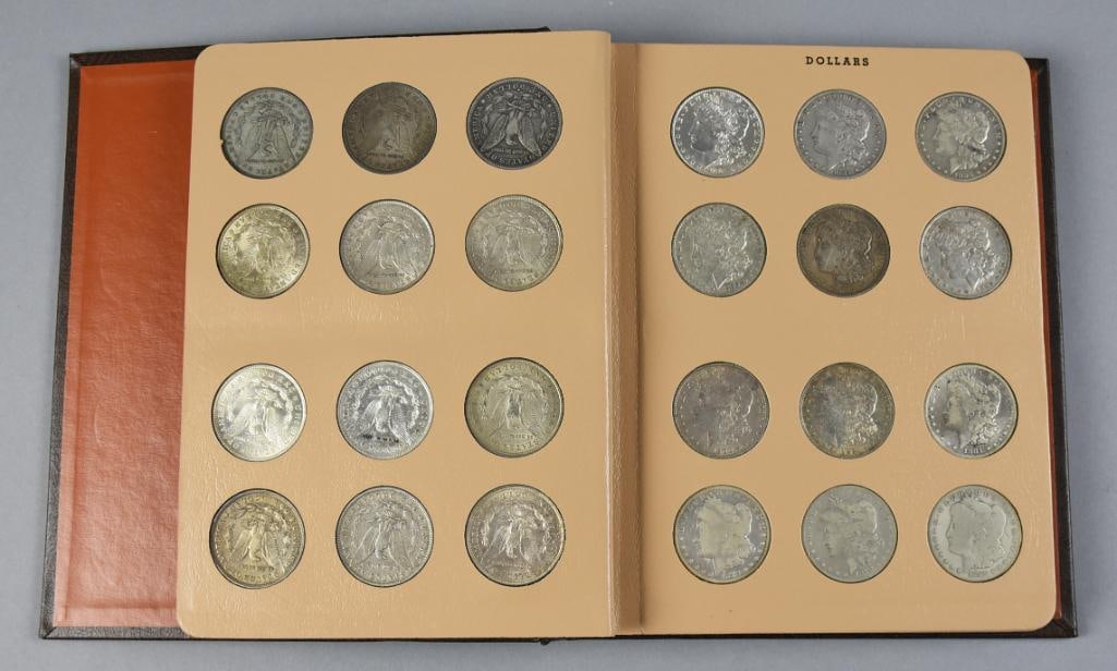 (33) 1880s-1920s Morgan Silver Dollars - Unchecked: This cool book for dollar coins contains 33 Morgan silver dollars. They start with one being from 1878 with the rest starting at 1880 and go to 1921. They are not consecutive dates and there are a