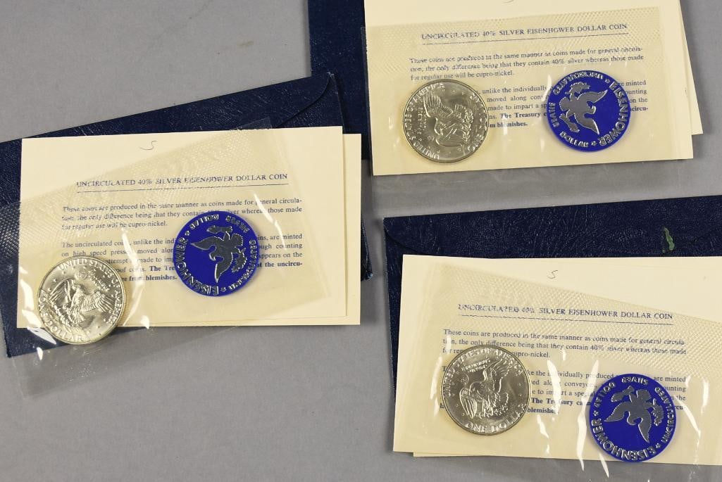 1973 Eisenhower Uncirculated Silver Dollars, 40% Silver - 3