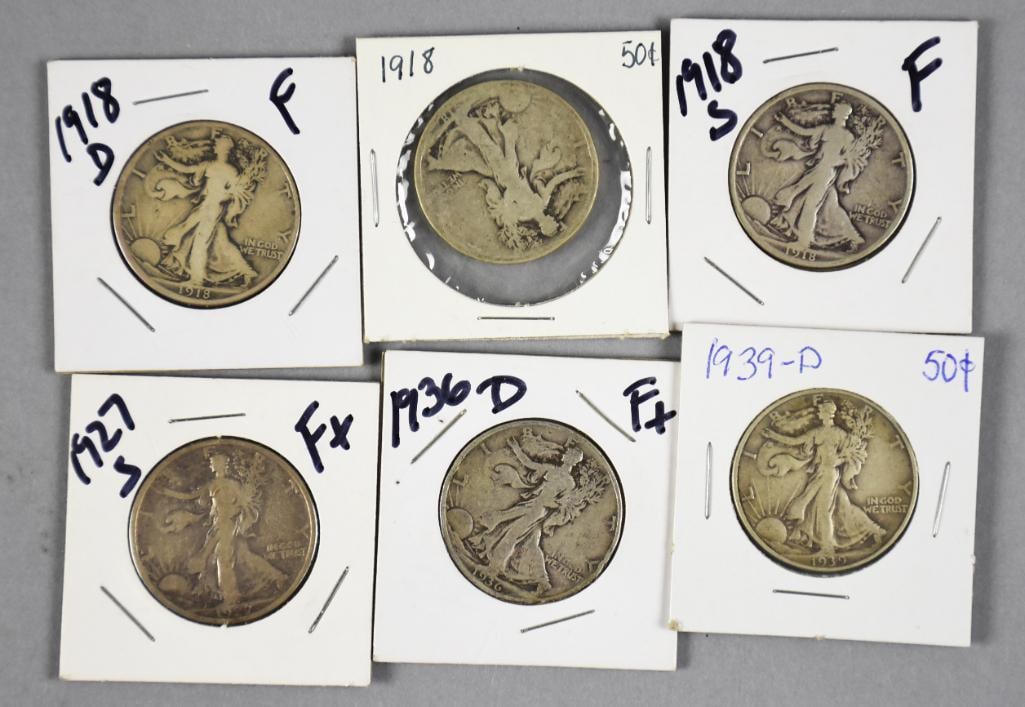 1910s-1930s Liberty Half Silver Dollars (1 of 2)