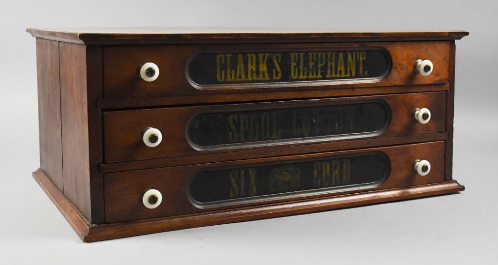 Antique Clarks Three Drawer Sewing Cabinet (1 of 10)