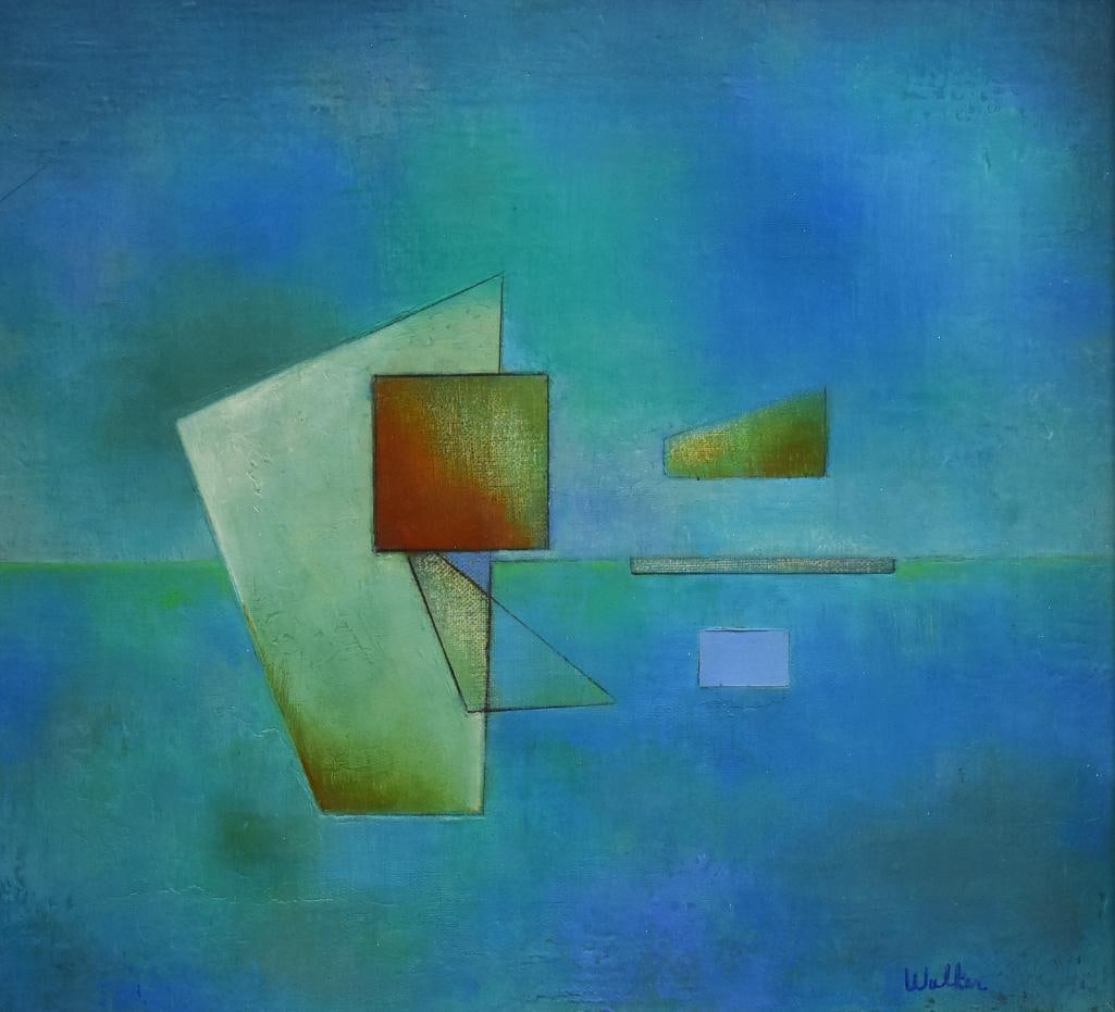 Walker Signed Abstract Geometric Painting - 2