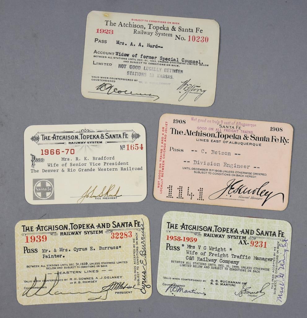 1900s-60s Atchison, Topeka & Santa Fe Family Passes (1 of 6)