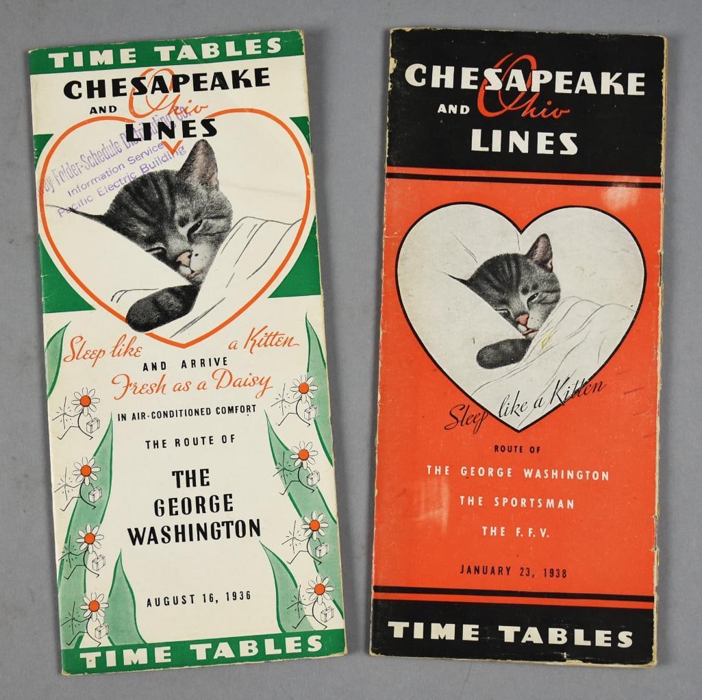 1936, 1938 Chesapeake & Ohio Lines Time Tables (1 of 3)