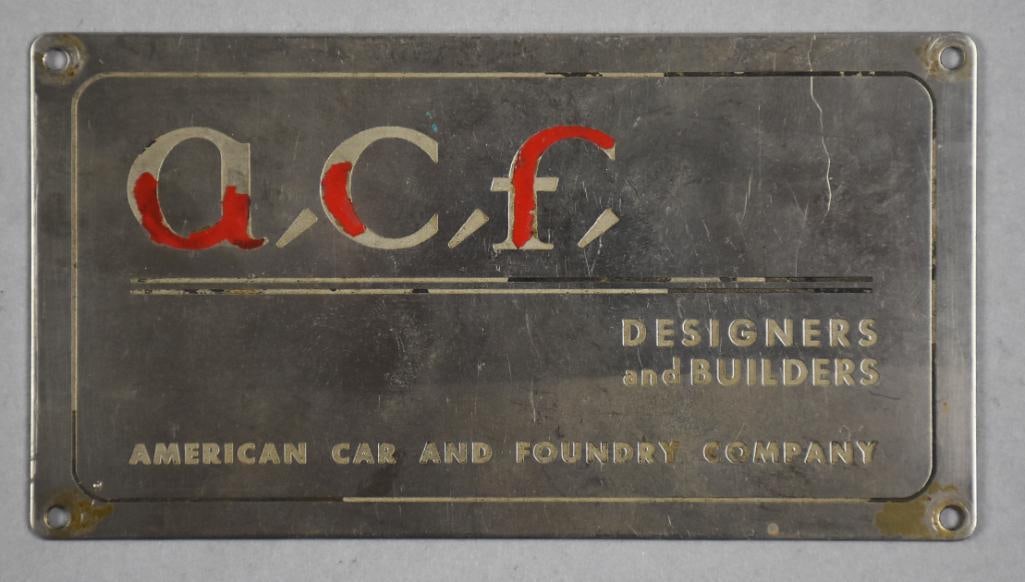 Railroad Car Builder Plate American Car & Foundry (1 of 3)