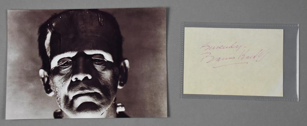 Boris Karloff Signed Cut, Black & White Frankenstein Photo (1 of 3)