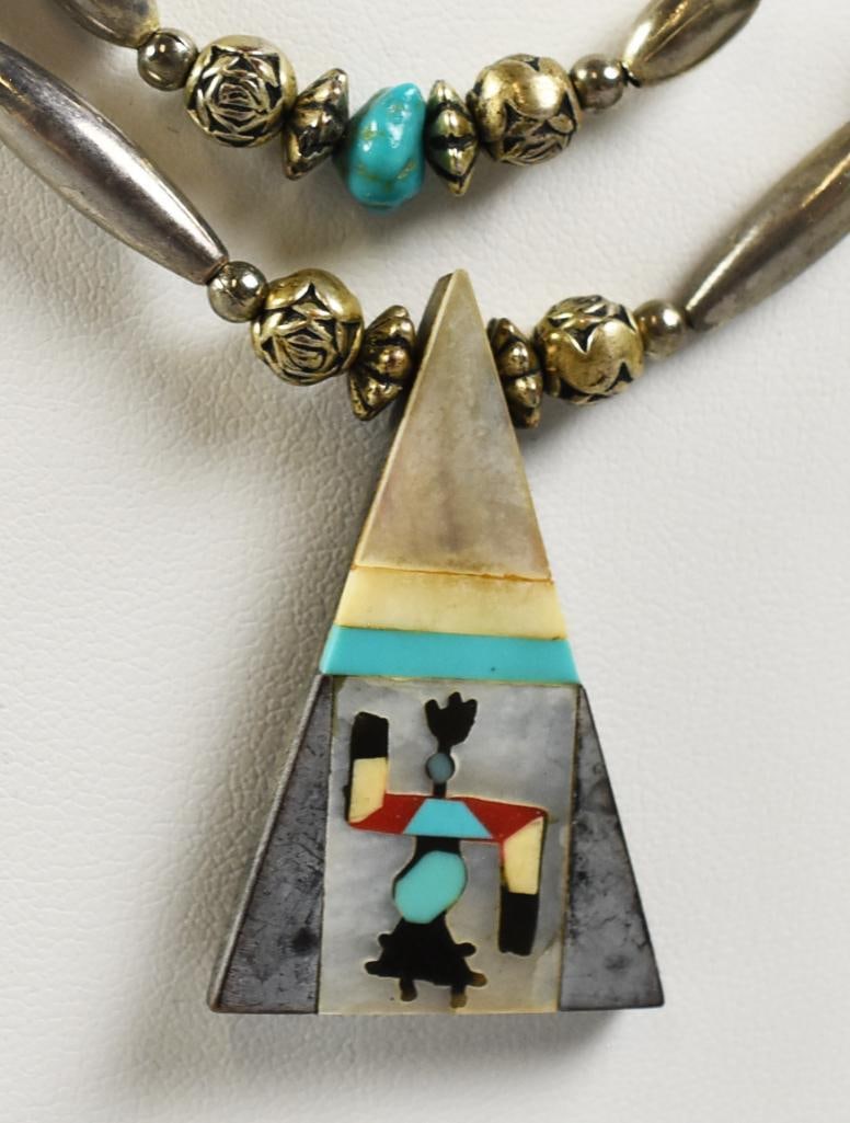 Vintage Zuni Sterling Kachina Double Strand Necklace (1 of 5)