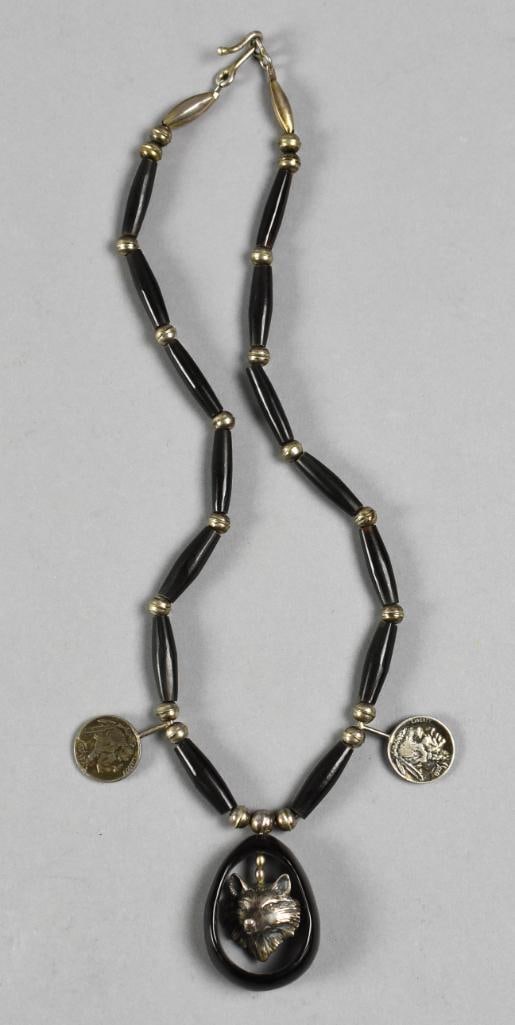 Native American Wolf Artisan Sterling Necklace (1 of 5)