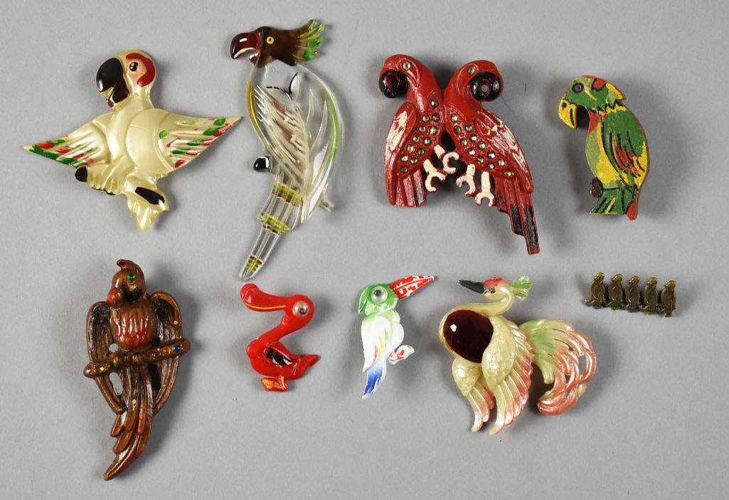 Vintage Assorted Parrot & Other Bird Brooches (1 of 3)