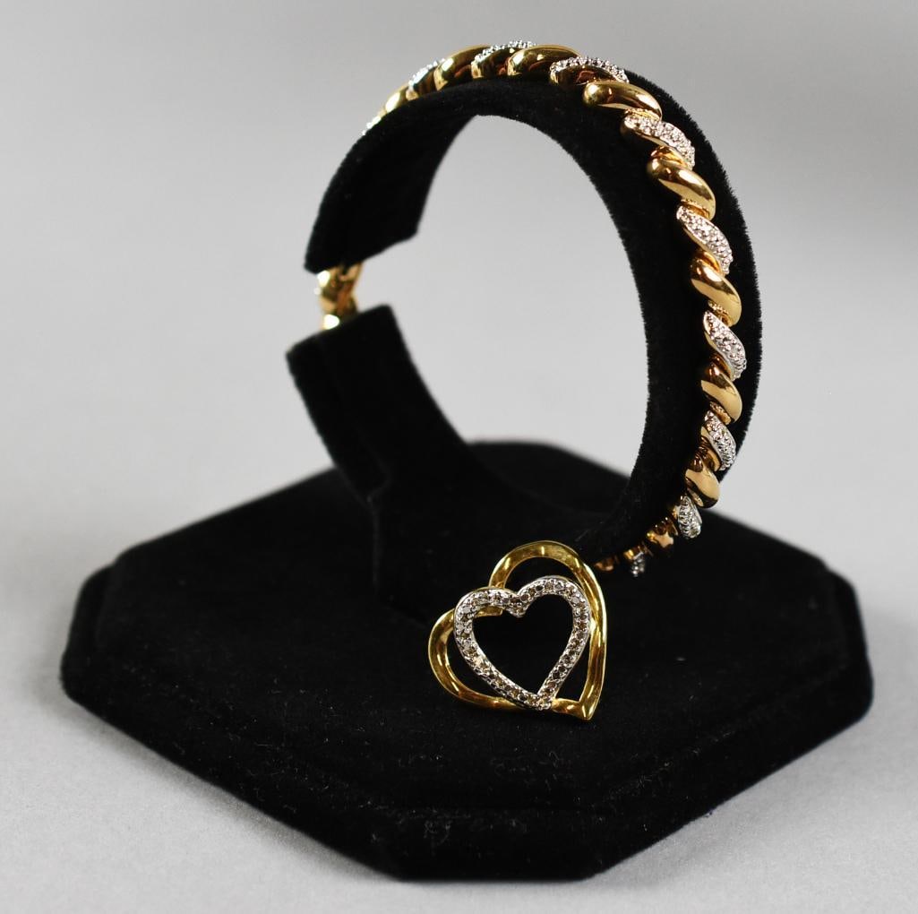 Sterling Vermeil Bracelet and Heart Brooch (1 of 11)