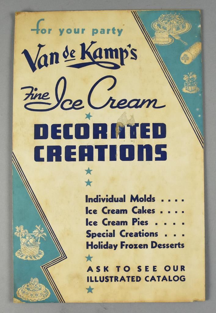 RARE c1930 Van De Kamp's Ice Cream Stand Up Store Display (1 of 3)