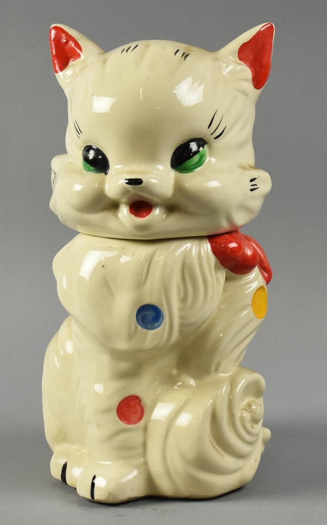 Vintage American Bisque Fluffy Cat Cookie Jar (1 of 7)