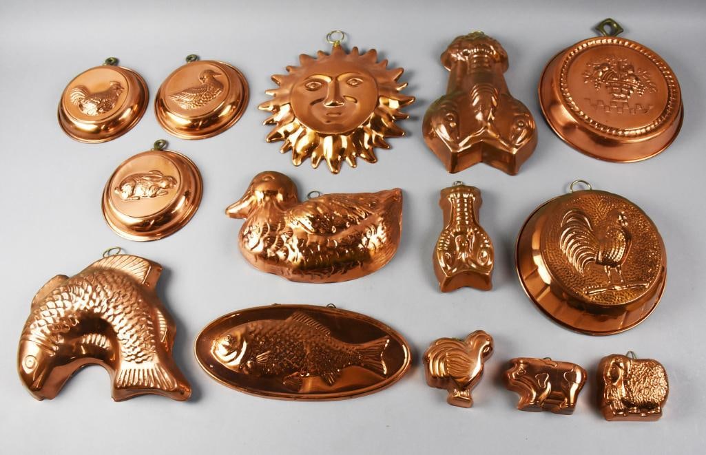 Large Collection Copper and Tin Molds (1 of 2)