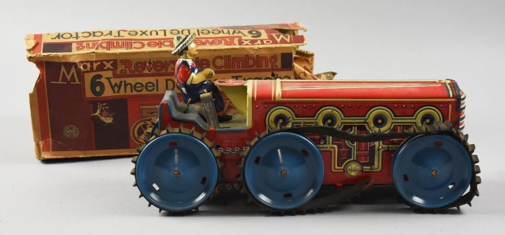 Marx Reversible Climbing 6 Wheel Deluxe Tractor, Original Box (1 of 7)