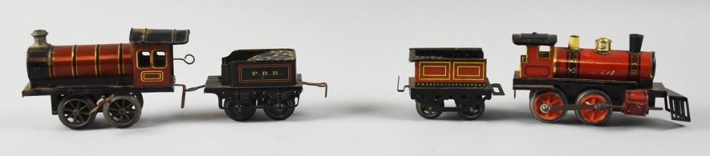 Antique German Tin Litho Clockwork Locomotives w/ Tenders (1 of 8)