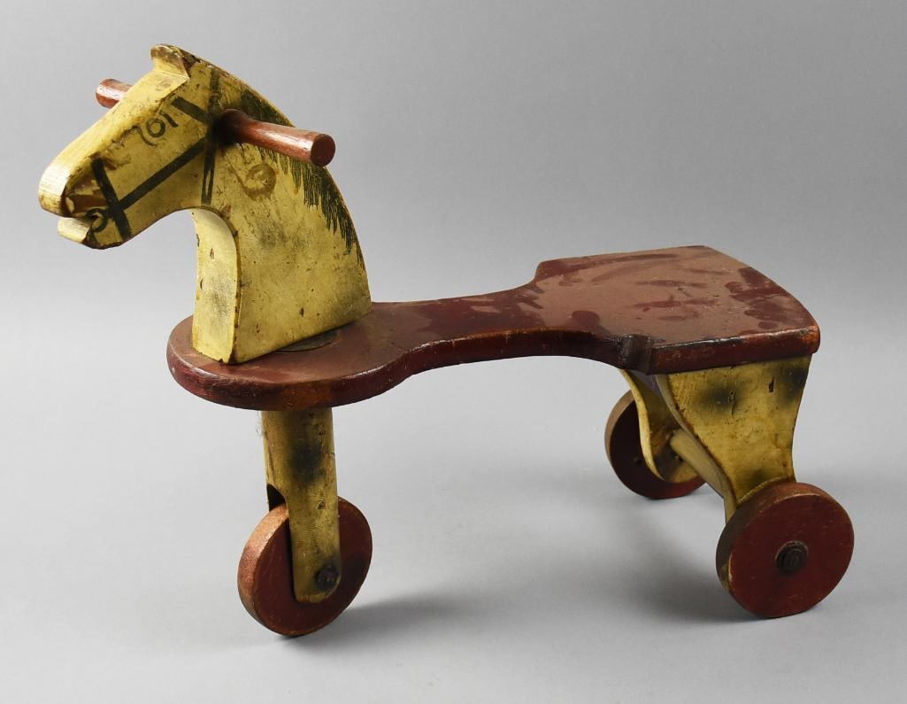 c1930 Wooden Horse Tricycle, Hand Crafted & Painted (1 of 8)