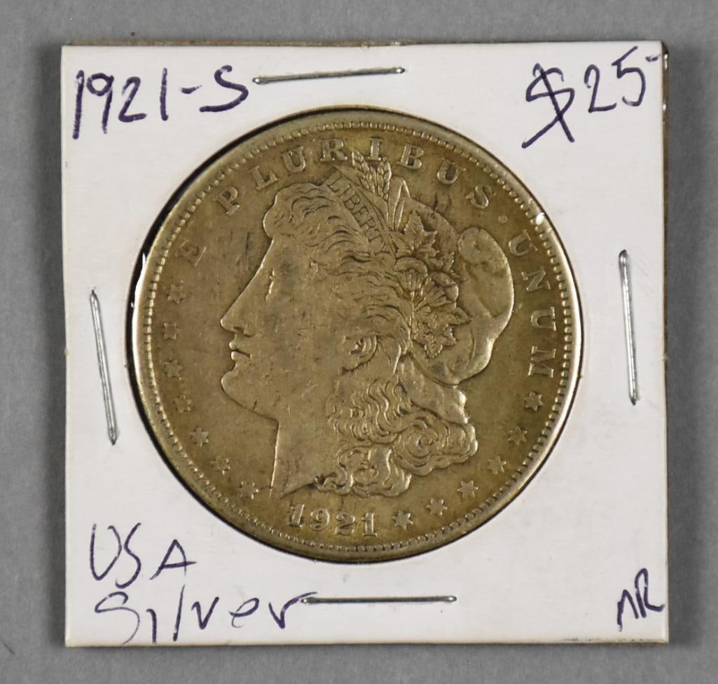 1921 S Morgan Silver Dollar - Fine: Lot is for the 1921 S Morgan silver dollar.?