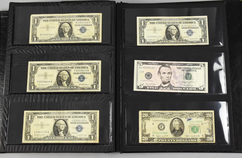 Currency Album, Filled Vintage to Contemporary US Currency - 12