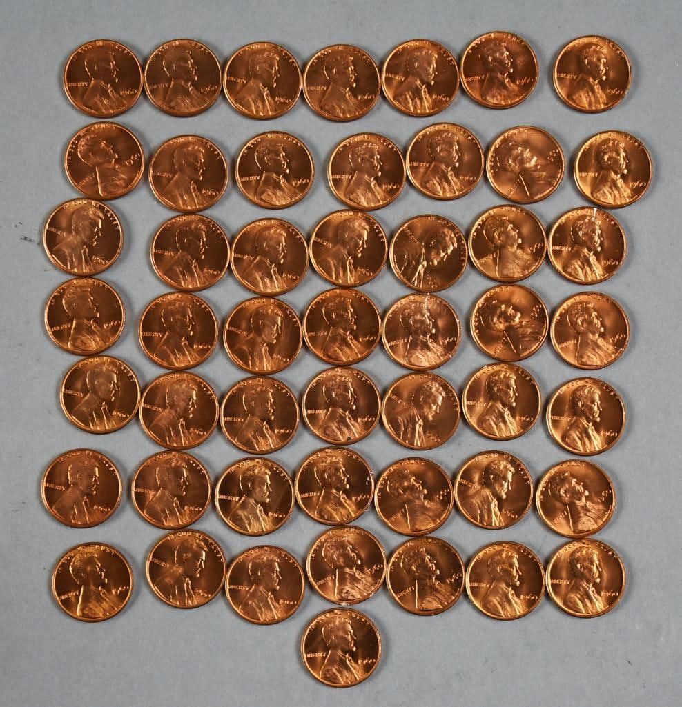 1964 Unchecked Penny Tube: Lot is for a plastic tube filled with 1964 pennies. All unchecked.