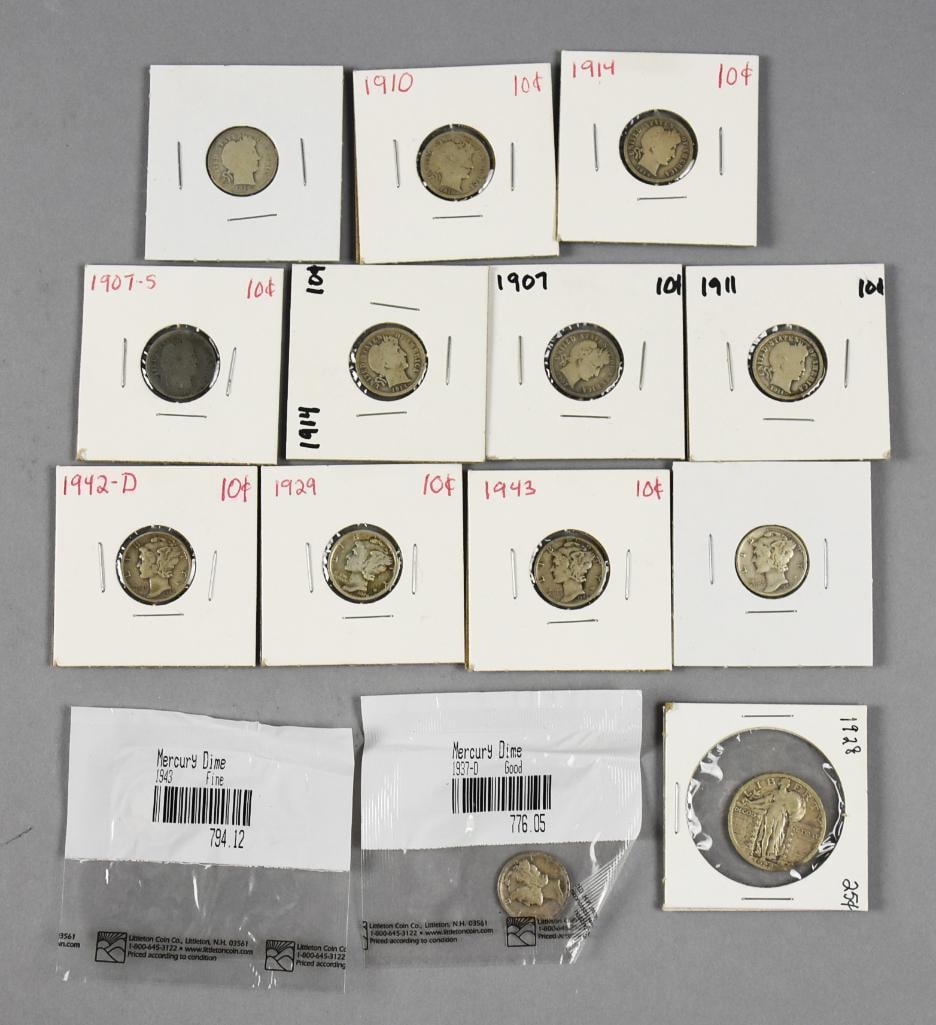 1907-1942 Barber & Mercury Dime Collection, 1 Standing Quarter (1 of 5)