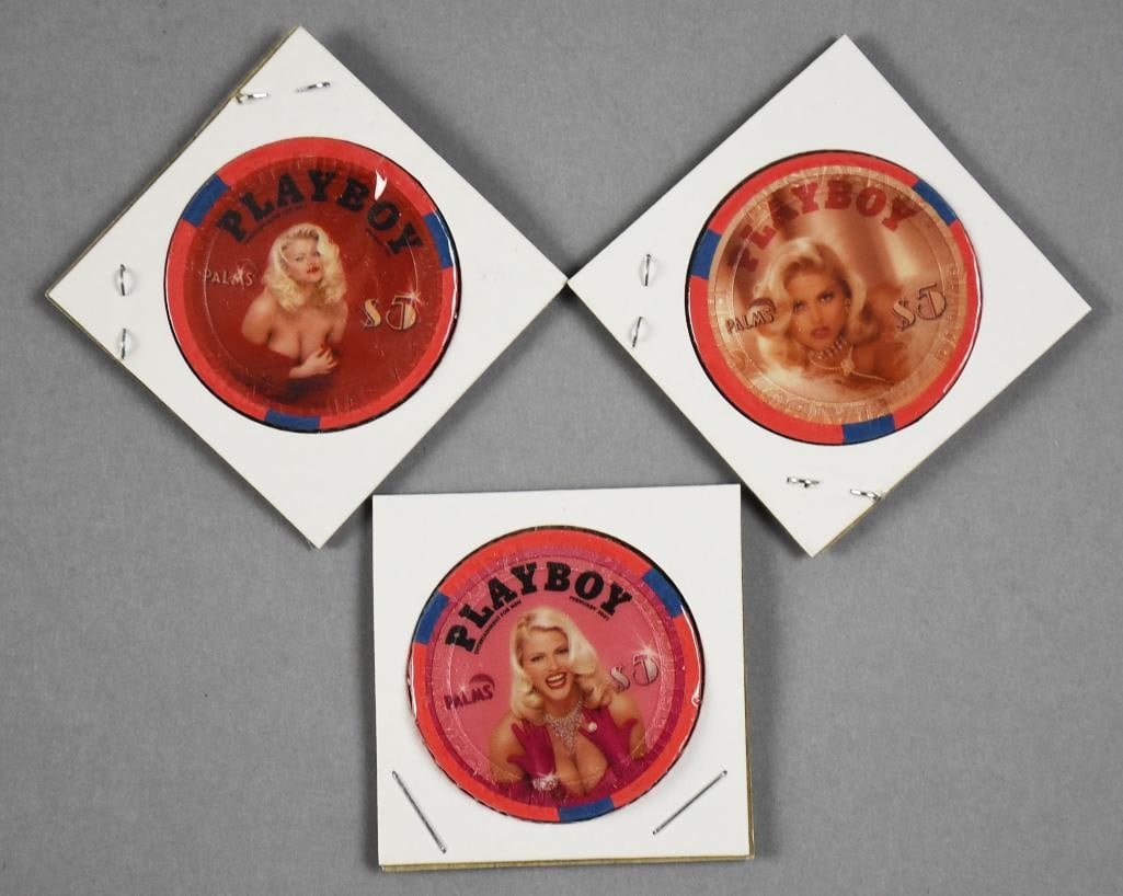 Anna Nicole Smith Playboy Club, Palms Casino Tokens: Awesome tokens for the Palms Casino Resort for the Playboy Club. Each token features Anna Nicole Smith in a different pose. All are worth $5 each.