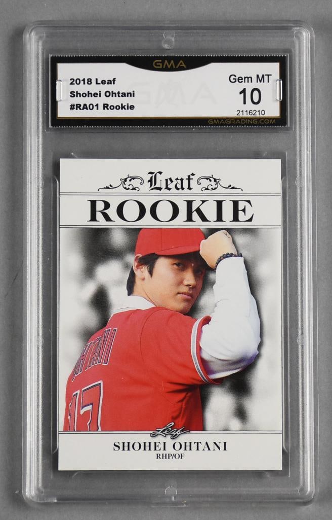 2018 Leaf Rookie. Ohtani, Shohei Ohtani GMA GEM MT 10: Card is a GMA graded Shohei Ohtani Rookie card from Leaf 2018. Graded GEM MT 10.