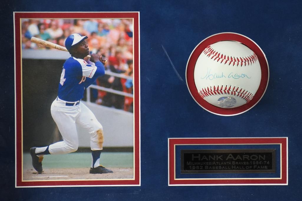 Hank Aaron Signed Baseball in Shadowbox, GFA Cert - 2