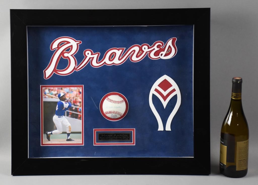 Hank Aaron Signed Baseball in Shadowbox, GFA Cert - 7