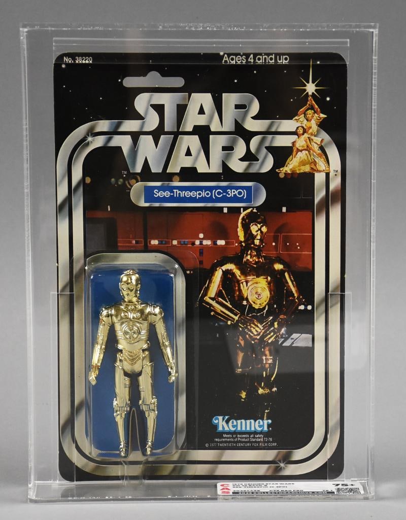 1978 Star Wars See-Threepio (C-3PO) 20B Back CAS Graded 79.1: Collector Archive Service has graded this card, 1978 Star Wars See-Threepio (C-3PO)?from Kenner. It is Master Graded 75+, Real Grade 79.1, graded 10/13/2025. Includes all documentation.